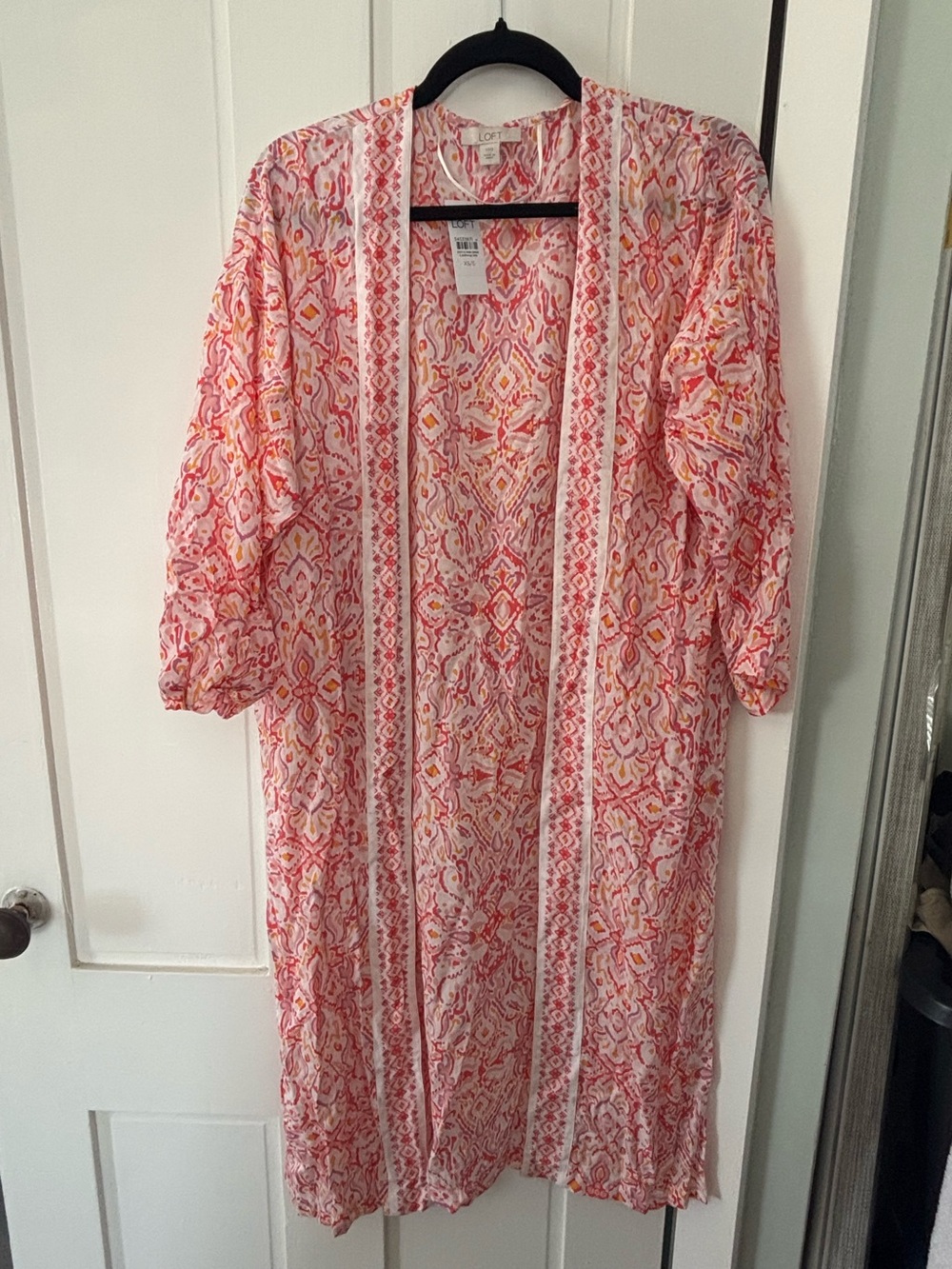 LOFT Pink & Coral Printed Kimono Robe